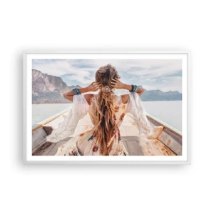 Plakat i hvid ramme - På vej mod lykken - 91x61 cm