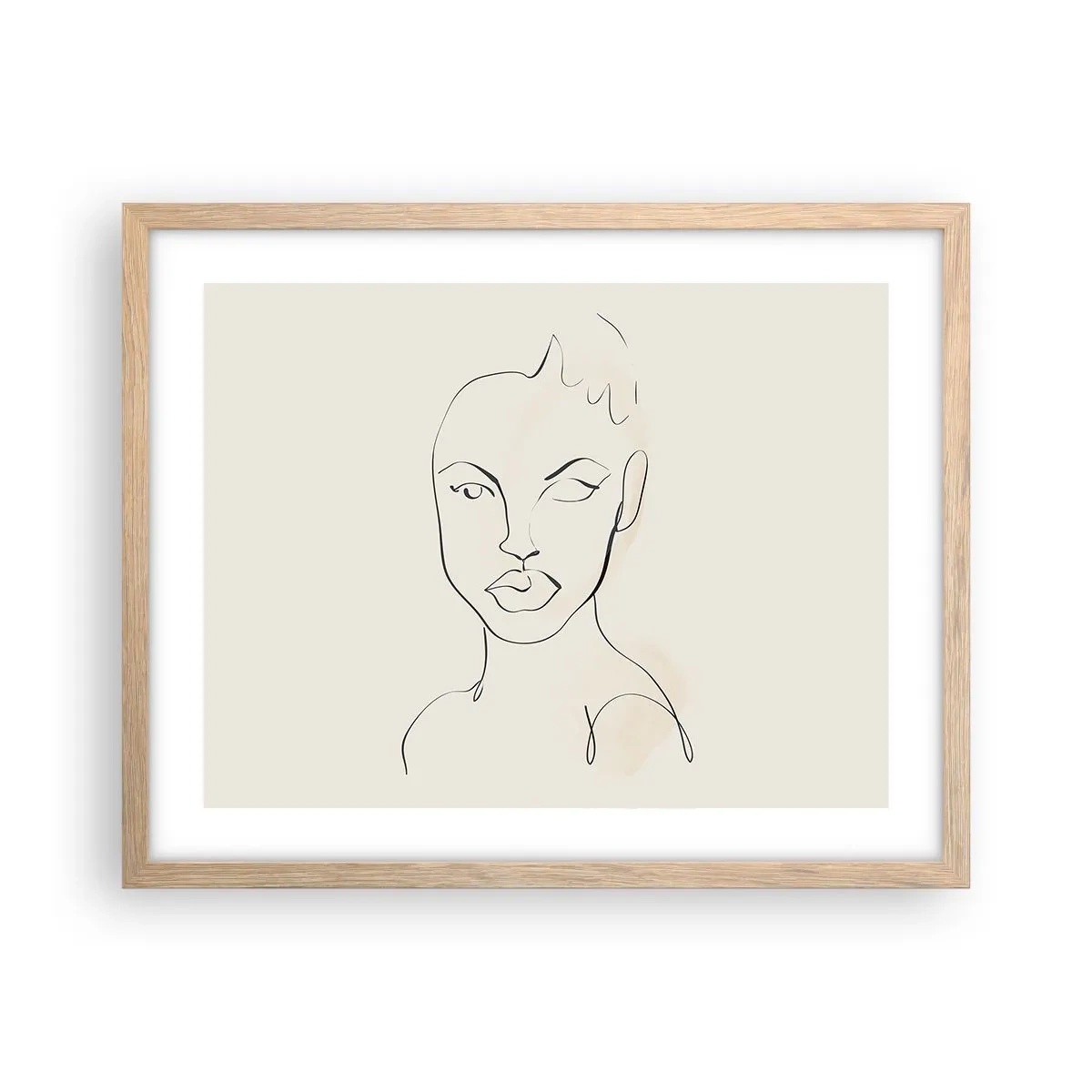 Plakat i ramme af lyst egetræ - Omrids af sensualitet - 50x40 cm