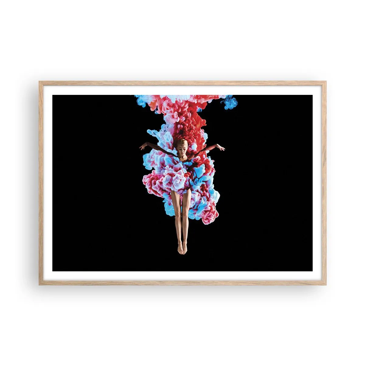 Plakat i ramme af lyst egetræ - I fuld blomstring - 100x70 cm