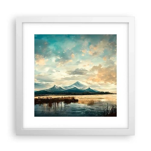 Plakat i hvid ramme - Under himlens beskyttelse - 30x30 cm