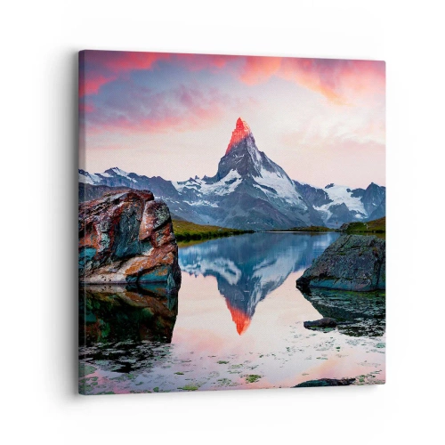 Lærredstryk - Billede på lærred - Bjergenes hjerte er varmt - 30x30 cm