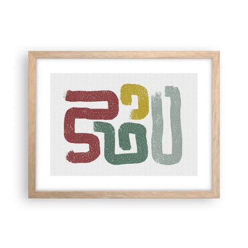 Plakat i ramme af lyst egetræ - På et ukendt sprog - 40x30 cm