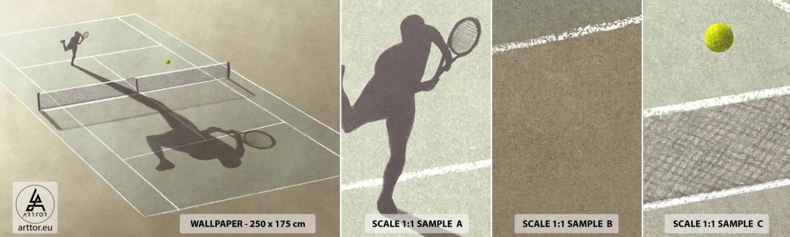 Prøve Fototapet Selvklæbende Deluxe Sticker - Overvind dig selv - Tennis, Domstole, Sport - 100x30 cm