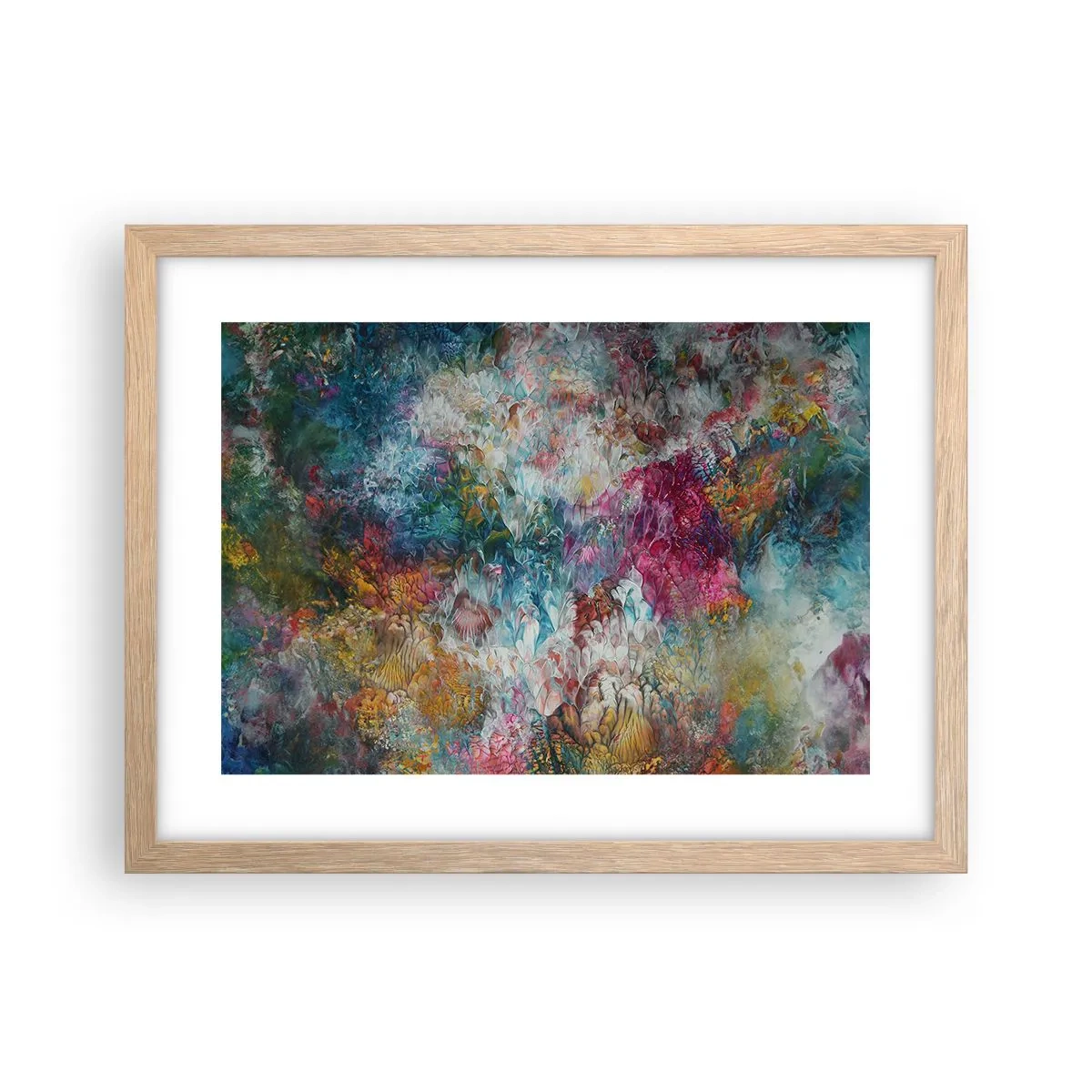 Plakat i ramme af lyst egetræ - I fuldt flor - 40x30 cm