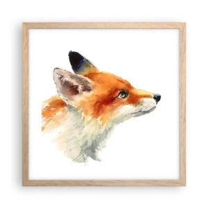 Plakat i ramme af lyst egetræ - Man kan aldrig være for forsigtig - 40x40 cm
