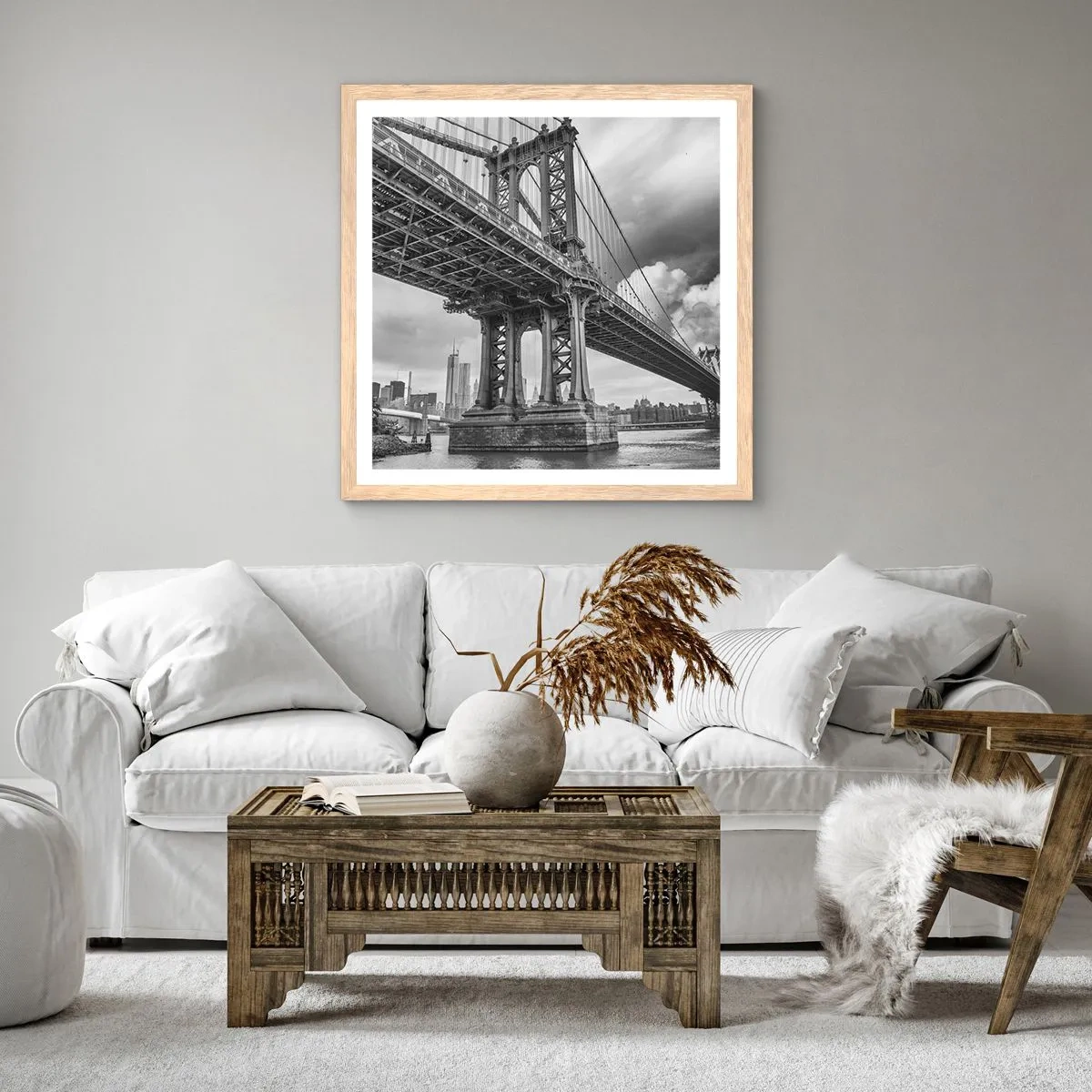 Plakat i ramme af lyst egetræ - Til byens hjerte - 60x60 cm