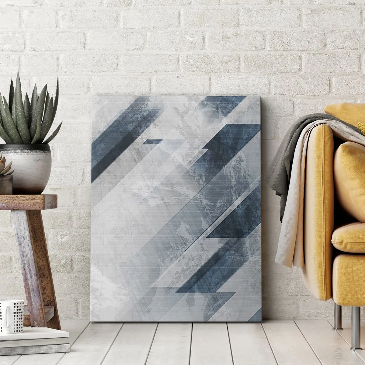 Lærredstryk - Billede på lærred - Rumlig komposition - bevægelse af gråtoner - 80x120 cm