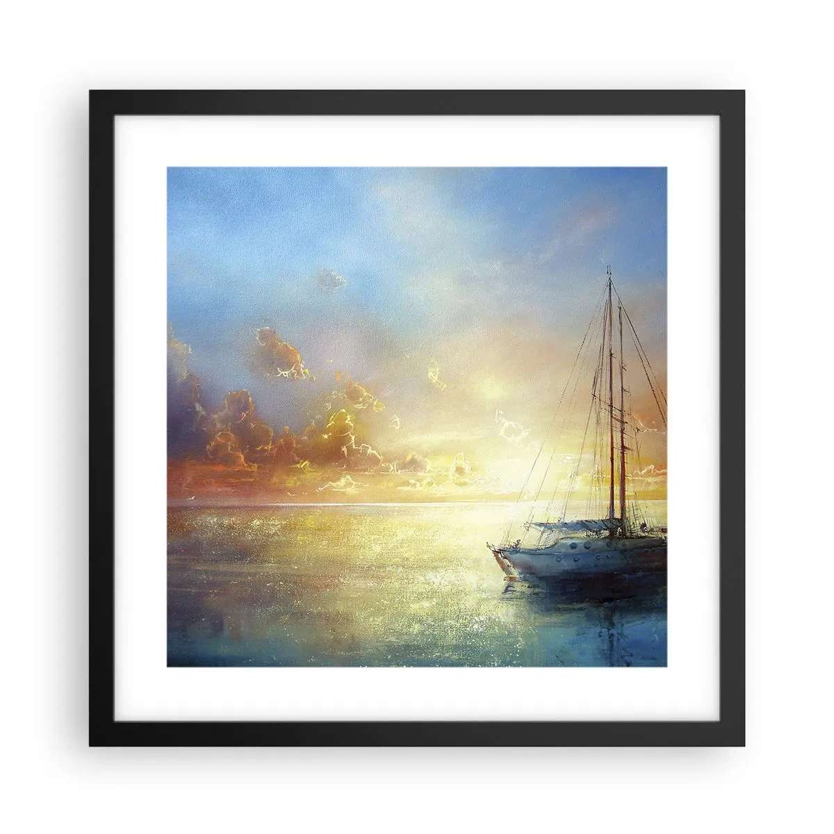 Plakat i sort ramme - I en gylden bugt - 40x40 cm
