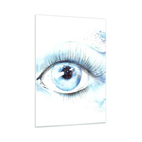 Billede på glas - Fordyb dig i det blå i dit blik - 50x70 cm