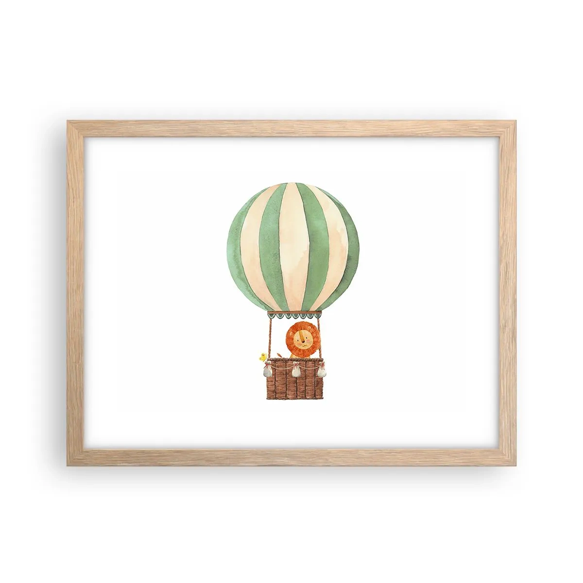 Plakat i ramme af lyst egetræ - Leons rejser - 40x30 cm