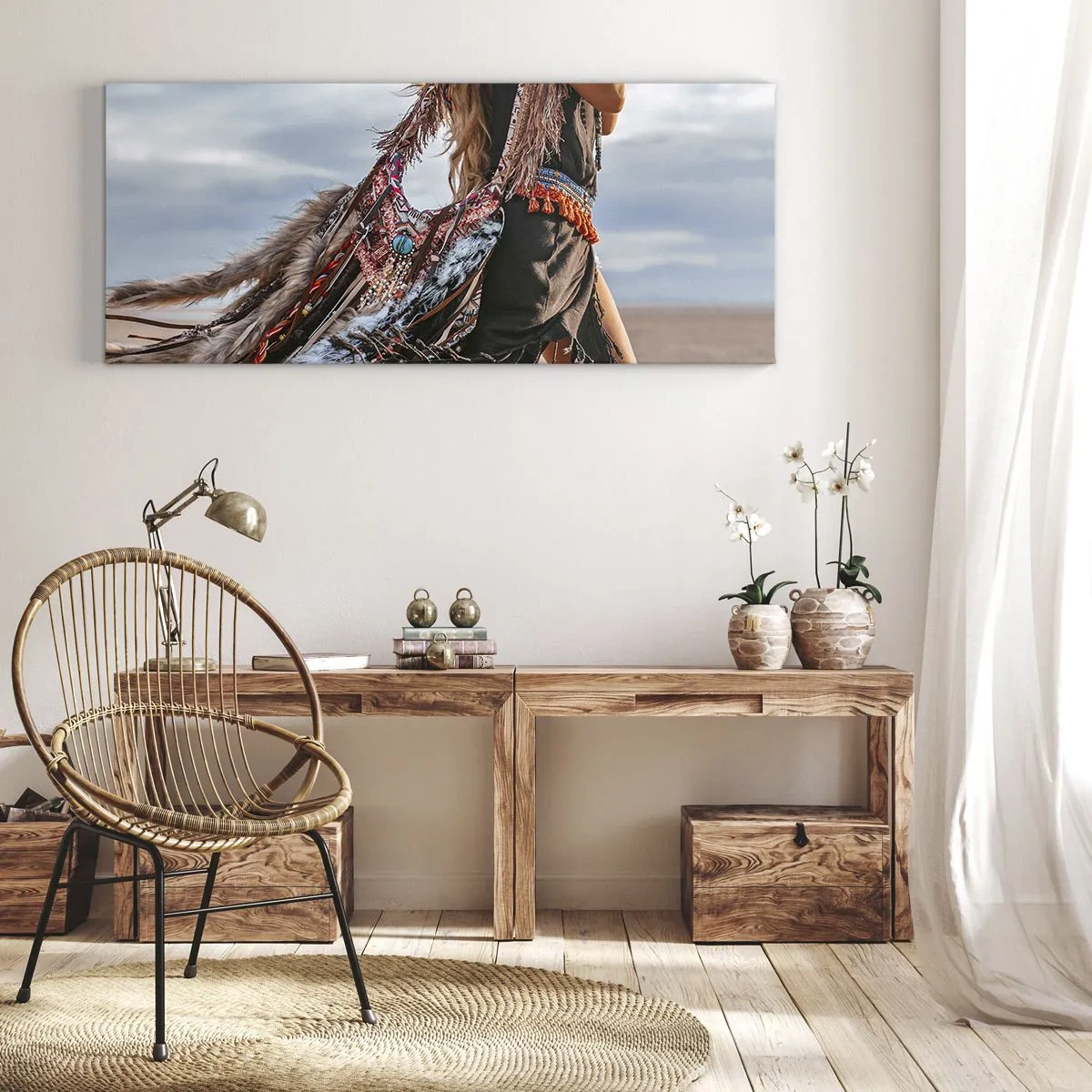 Lærredstryk - Billede på lærred - Shamanens pige - 100x40 cm