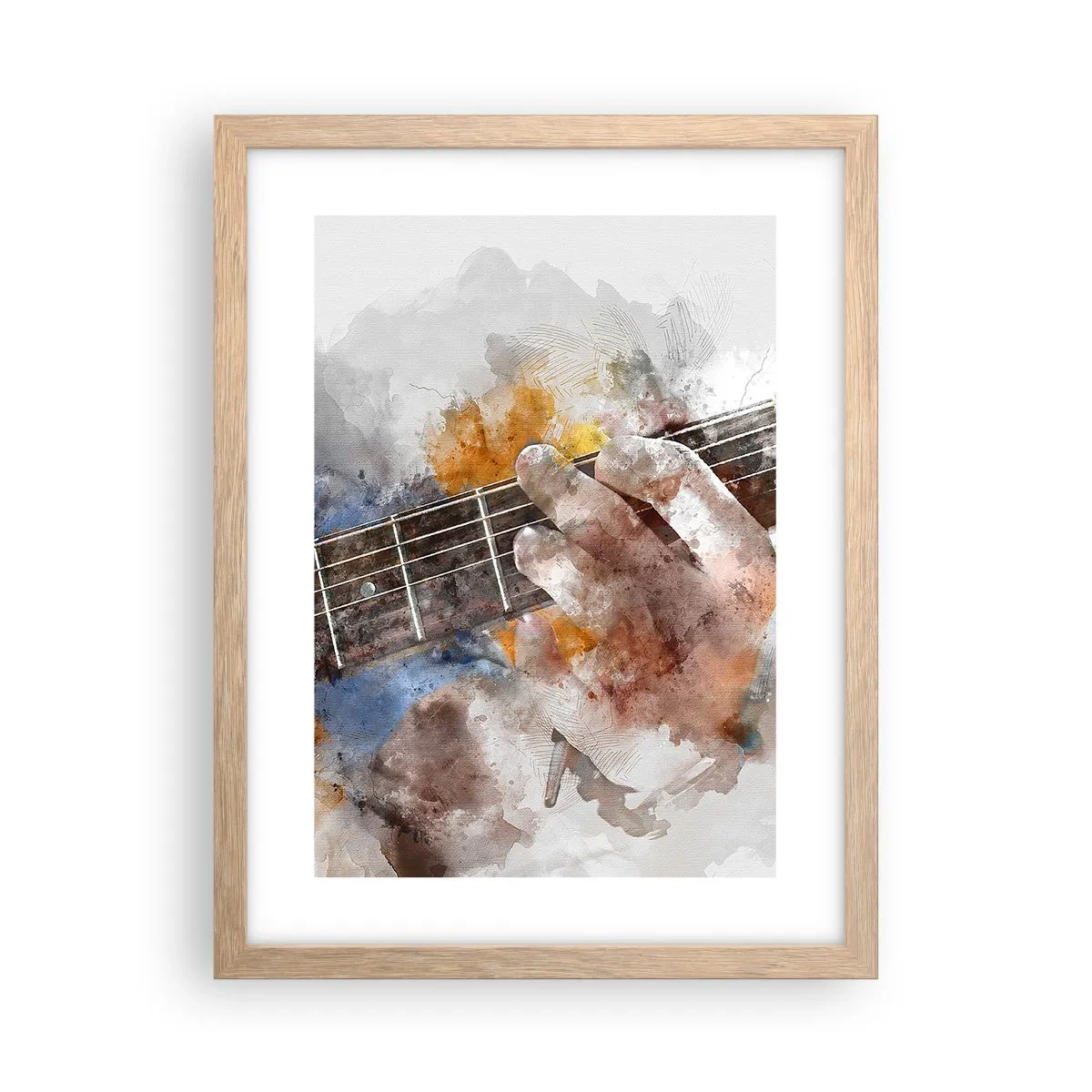 Plakat i ramme af lyst egetræ - Poesi mellem strengene - 30x40 cm