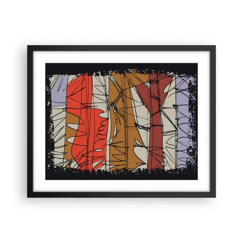 Plakat i sort ramme - Spontan komposition - 50x40 cm