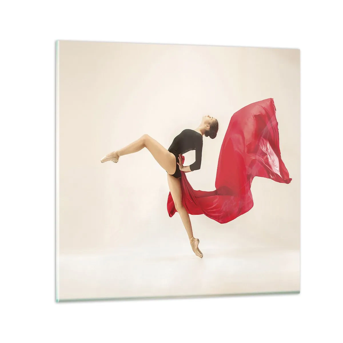 Billede på glas - Rød og sort - 40x40 cm