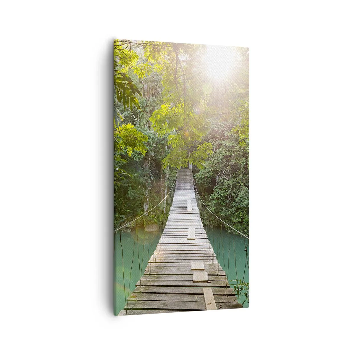 Lærredstryk - Billede på lærred - Over det azurblå vand til den azurblå skov - 55x100 cm