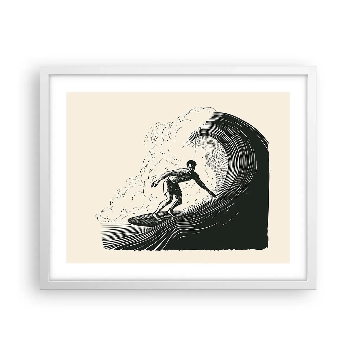 Plakat i hvid ramme - Bølgens konge - 50x40 cm