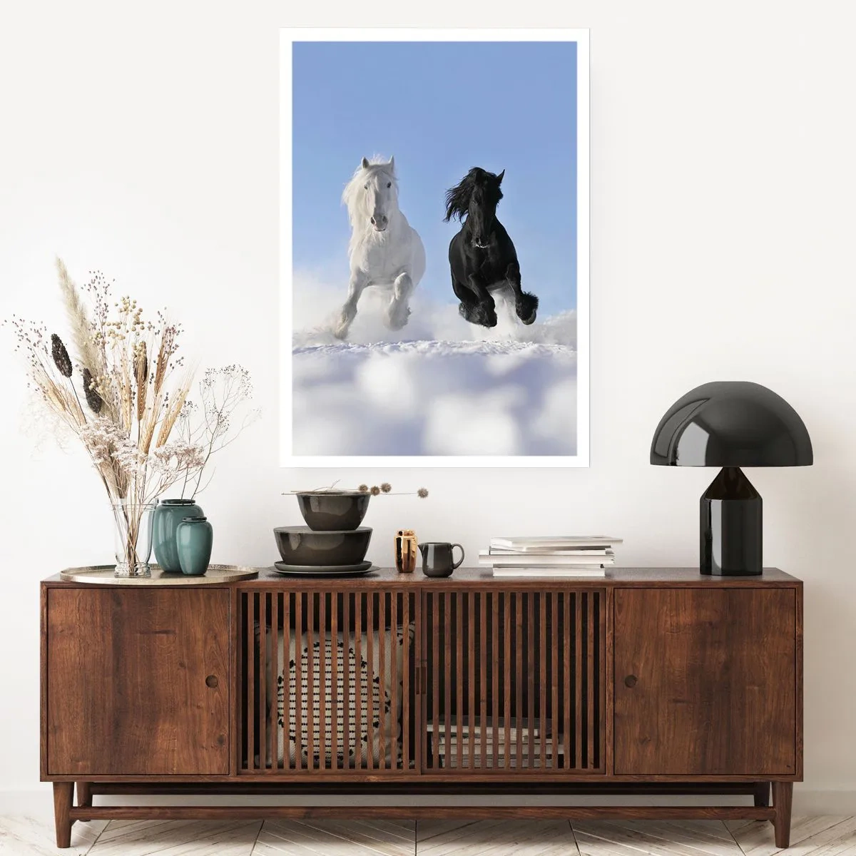 Plakat - Sort og hvid galop - 61x91 cm