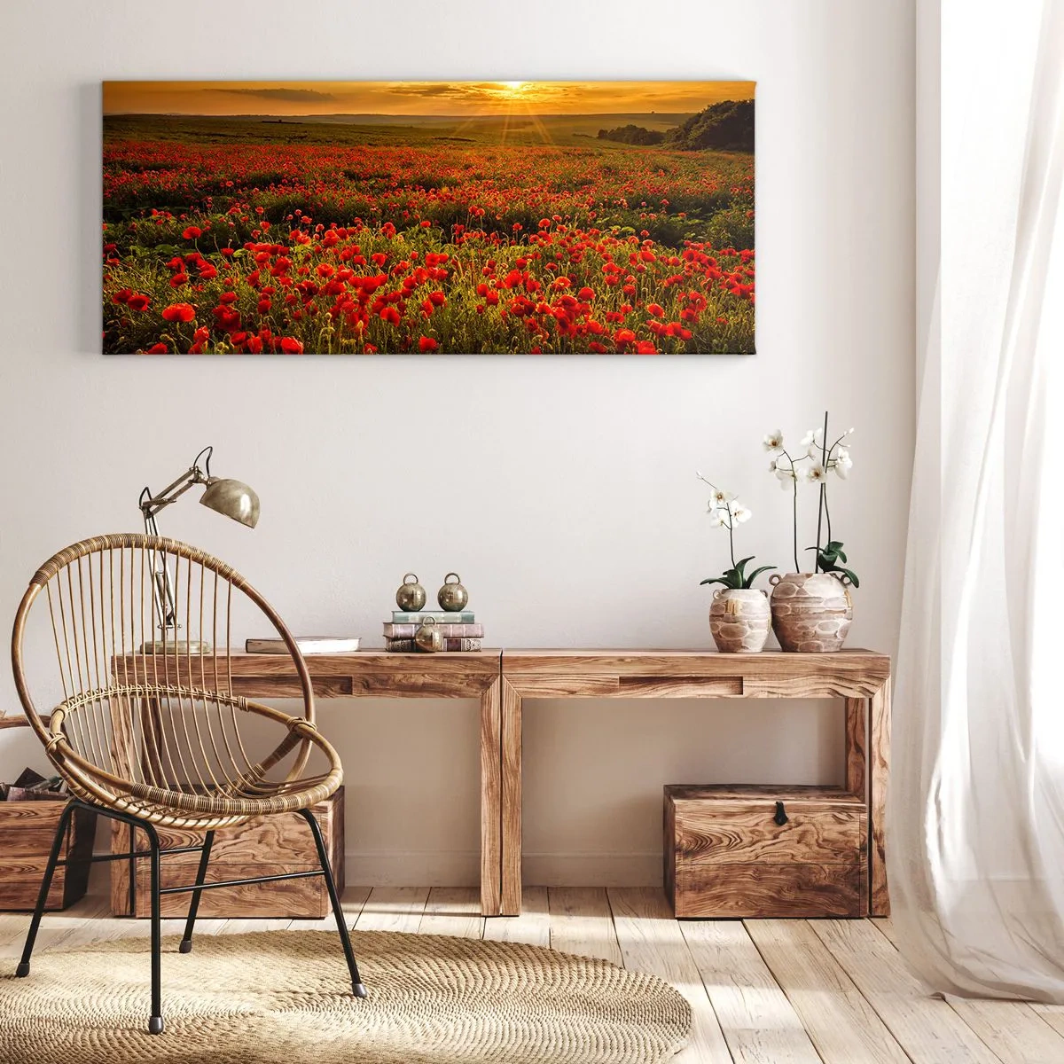 Lærredstryk - Billede på lærred - Blandt bølgerne af raslende enge, blandt flodblomster - 90x30 cm