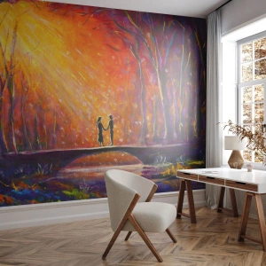 Fototapet Premium Sand - Himlen elsker dem også - Abstraktion, Et par kærester, Landskab - 350x256 cm