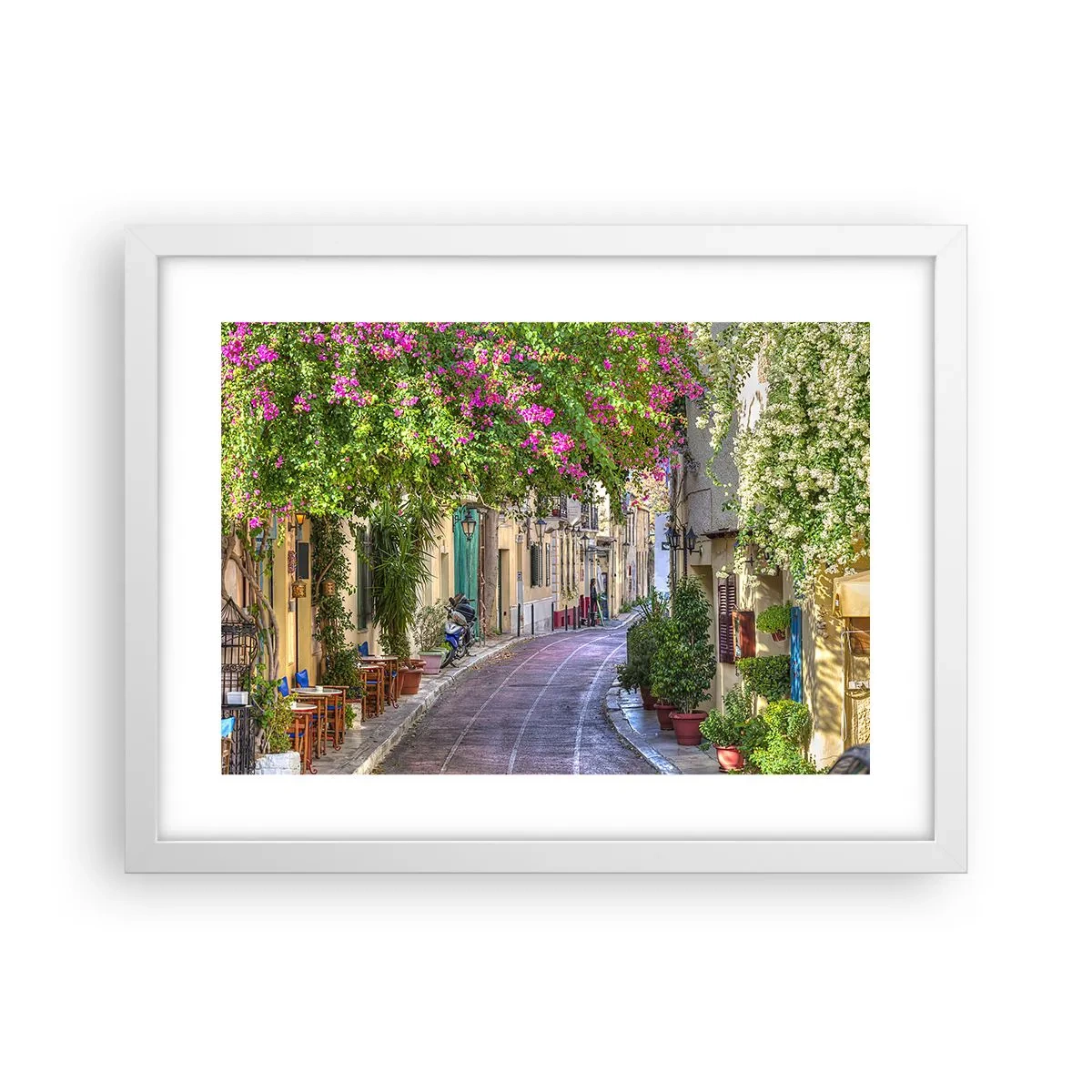 Plakat i hvid ramme - En blomstrende gyde - 40x30 cm