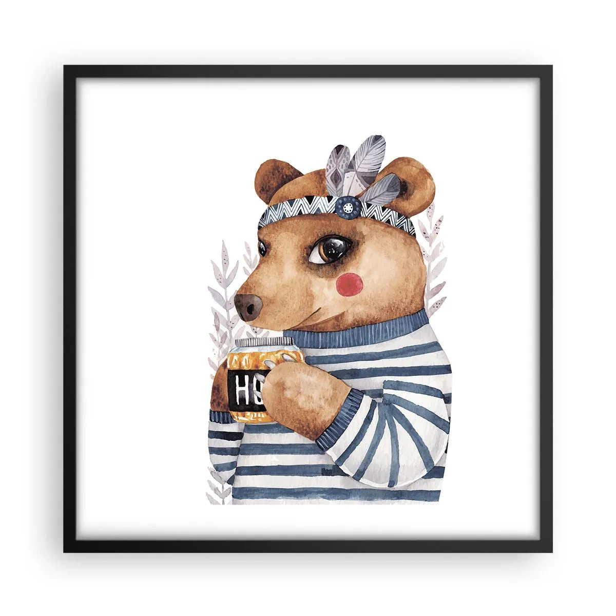 Plakat i sort ramme - Søde bjørn - 50x50 cm