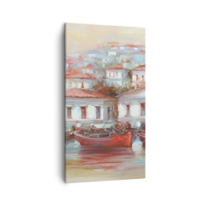 Lærredstryk - Billede på lærred - Lykkelig by - 45x80 cm