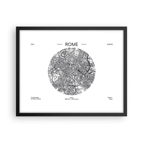 Plakat i sort ramme - Anatomi af Rom - 50x40 cm