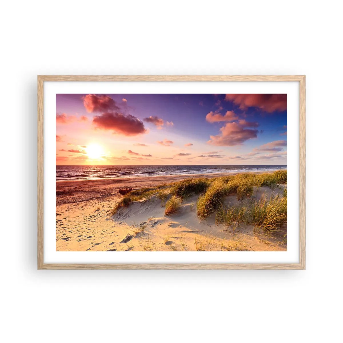 Plakat i ramme af lyst egetræ - Luften dufter allerede af sommer - 70x50 cm