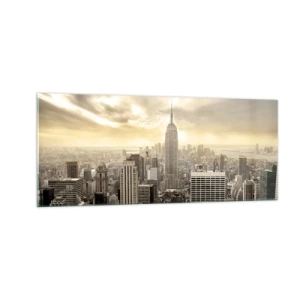 Billede på glas - New York vævet af grå - 100x40 cm
