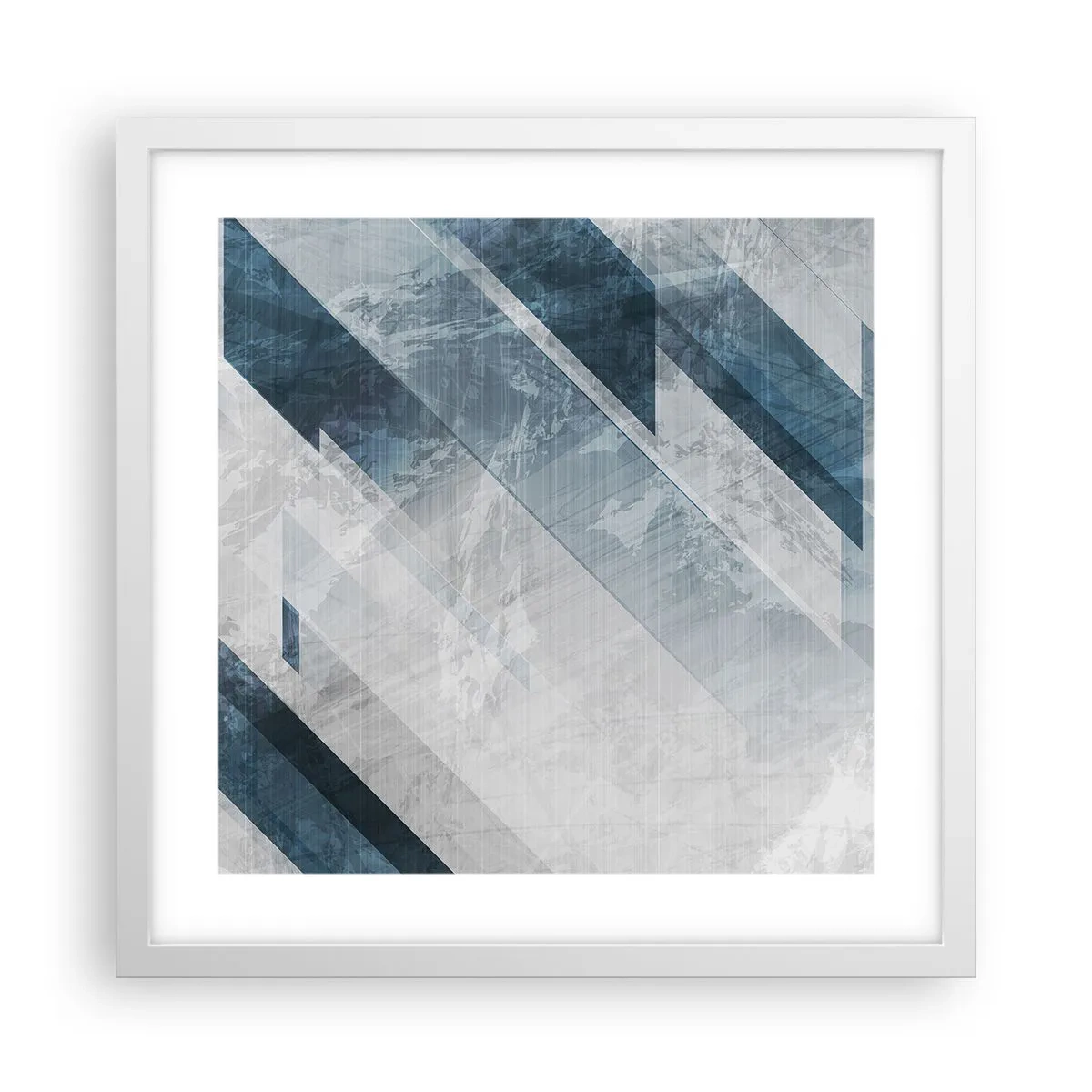 Plakat i hvid ramme - Rumlig komposition - bevægelse af gråtoner - 40x40 cm