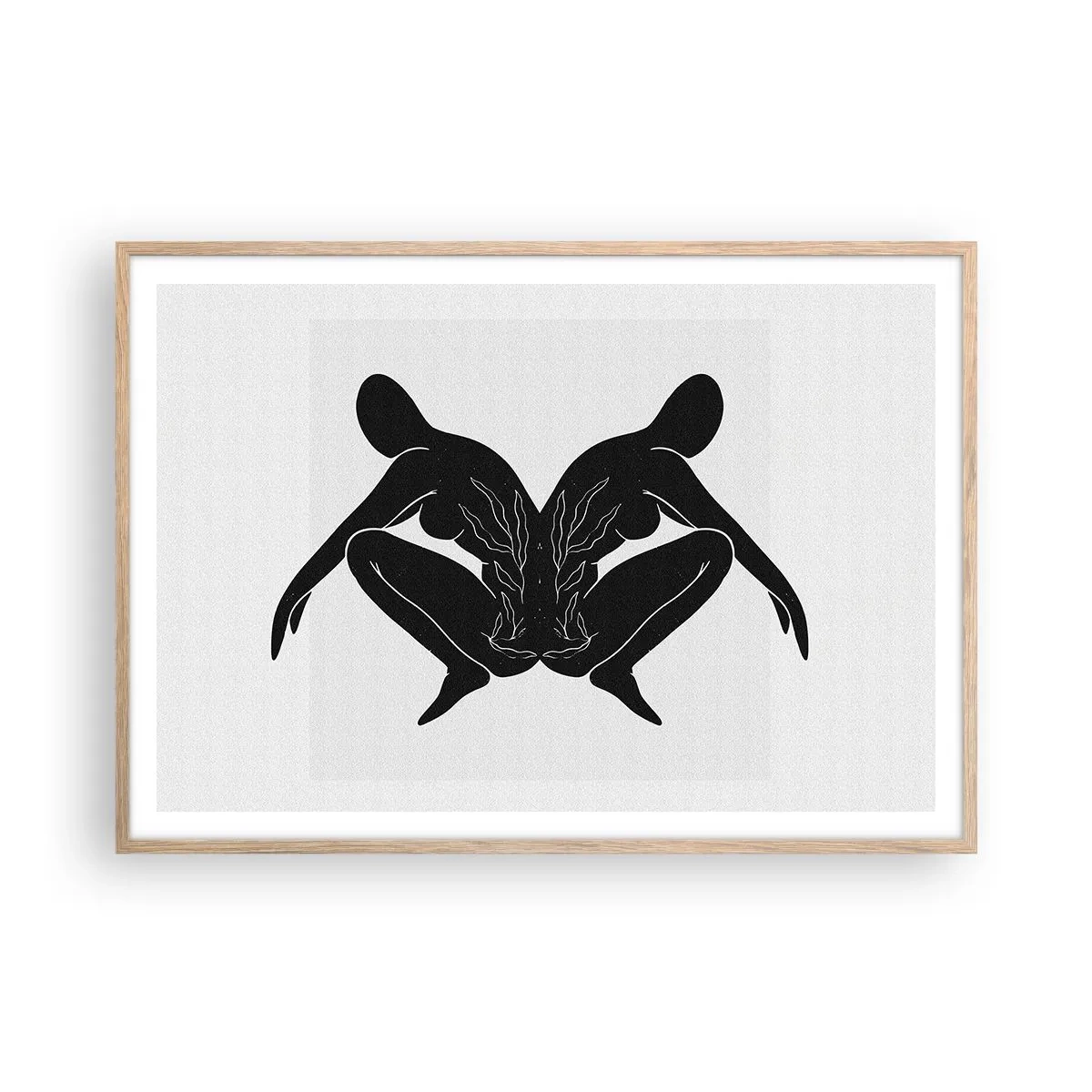 Plakat i ramme af lyst egetræ - En delt sjæl - 100x70 cm