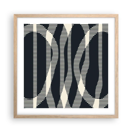 Plakat i ramme af lyst egetræ - Forsøg på at bryde igennem mørket - 50x50 cm