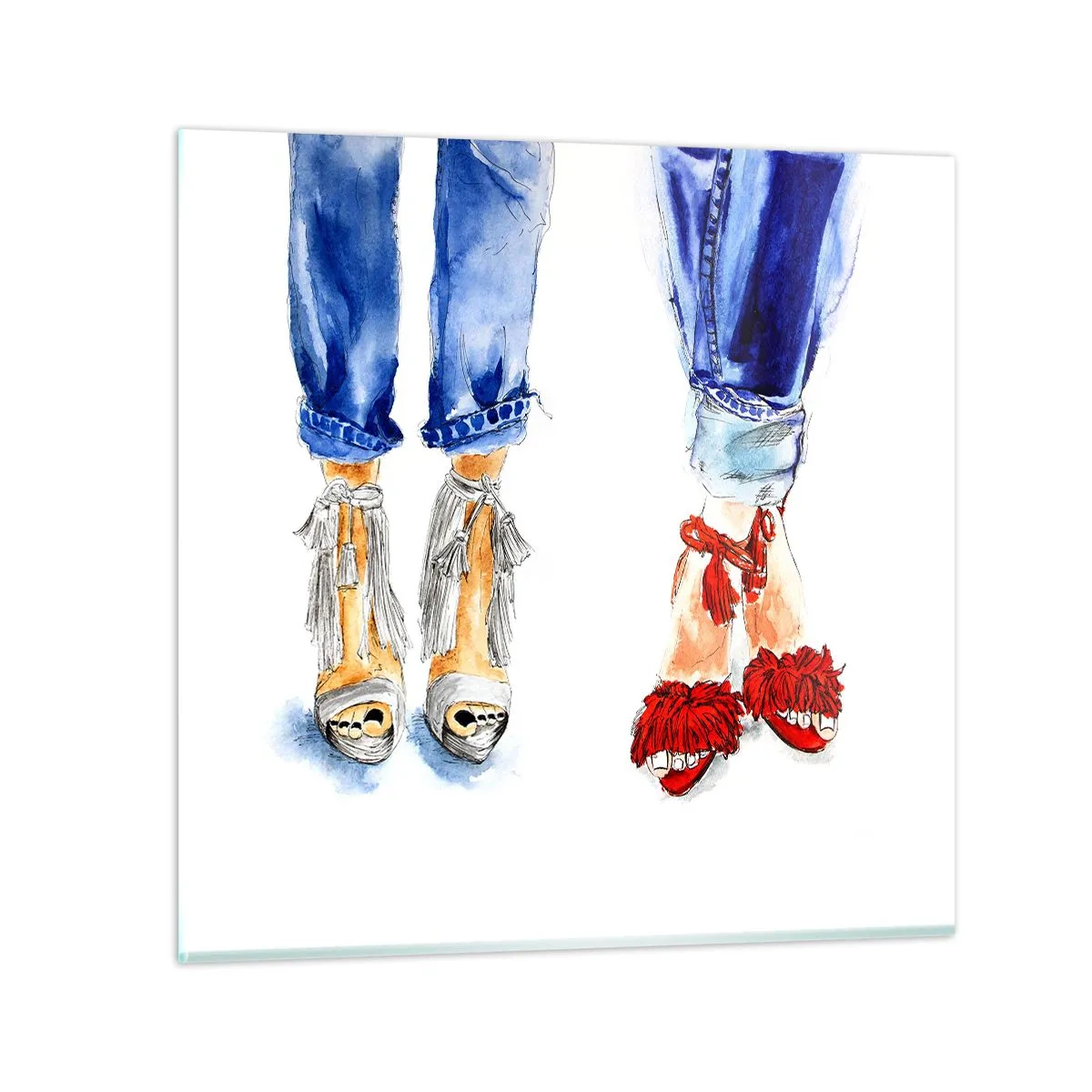 Billede på glas - Hvorfor går vi ikke en tur? - 50x50 cm