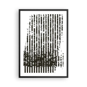 Plakat i sort ramme - Abstrakt mønster med linjer og tekstur - 50x70cm - Rytme og støj - Moderne vægdekoration til stue og soveværelse ARTTOR