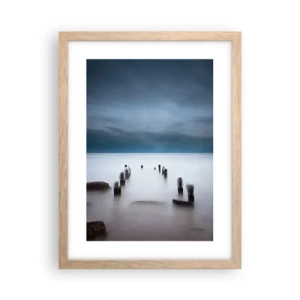 Plakat i ramme af lyst egetræ - En betænksom sø - 30x40 cm