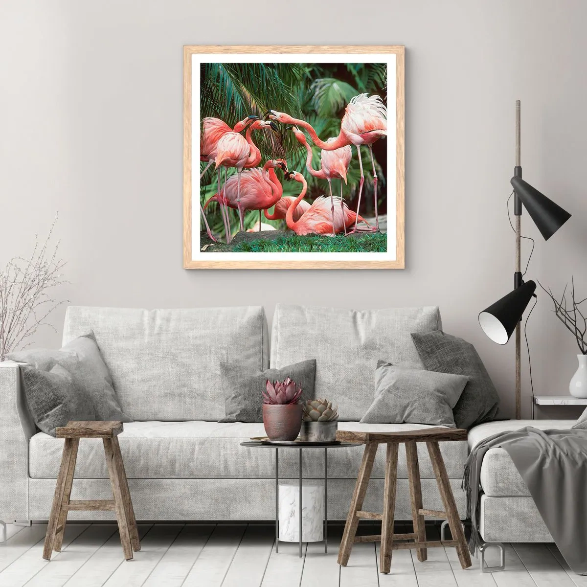 Plakat i ramme af lyst egetræ - Sladder om eftermiddagen - 40x40 cm