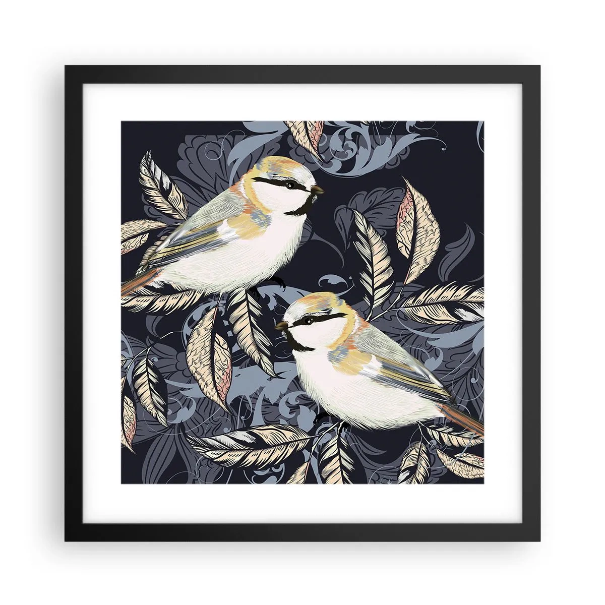 Plakat i sort ramme - Gul-blå espalier - 40x40 cm