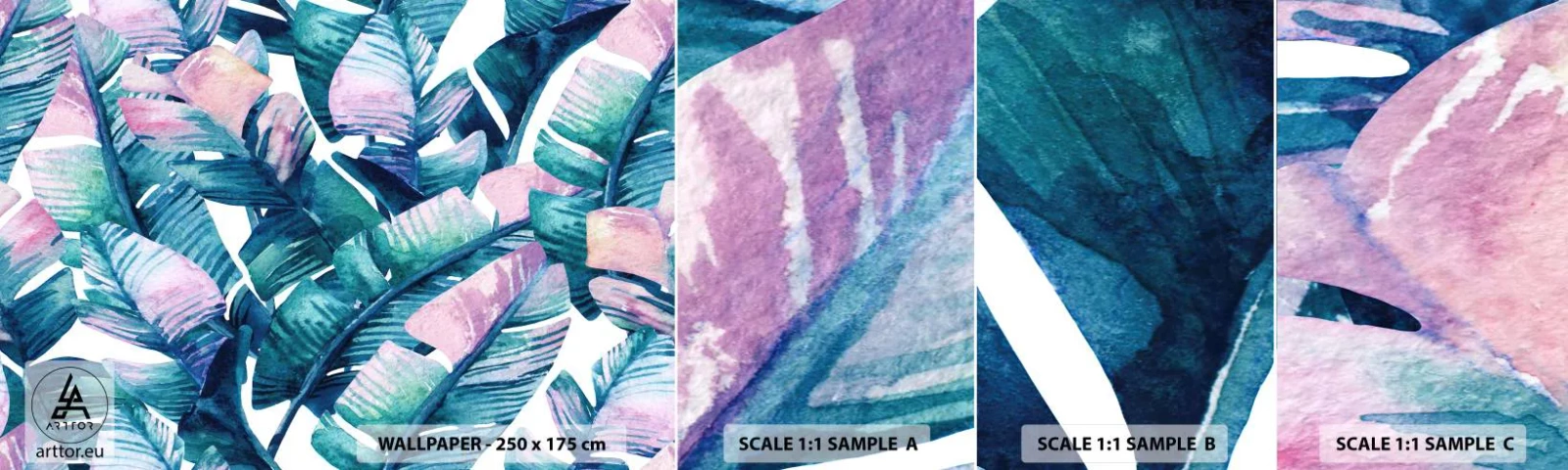 Prøve Fototapet Selvklæbende Deluxe Sticker - I en bananlund - Abstraktion, Blade, Stykke - 100x30 cm