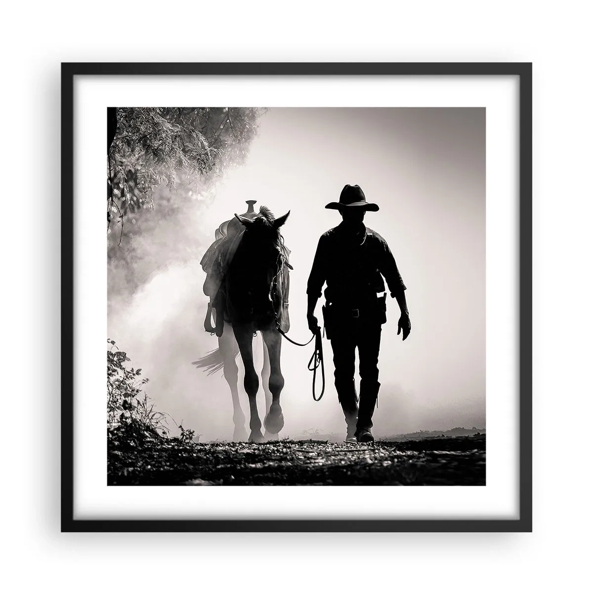 Plakat i sort ramme - En morgen i Texas - 50x50 cm
