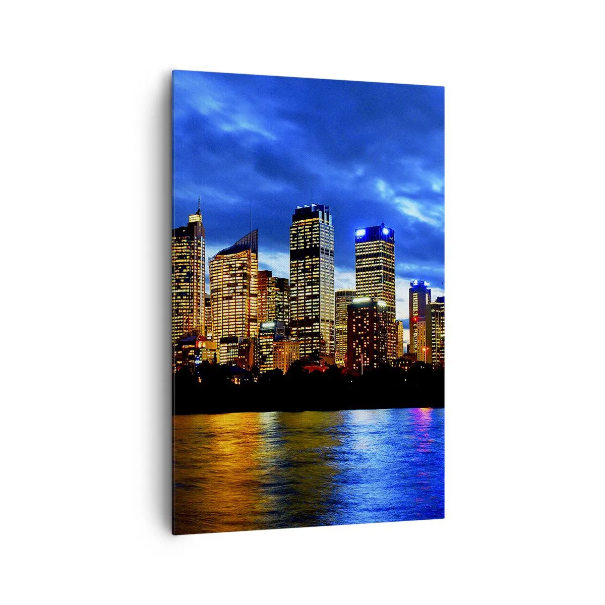 Lærredstryk - Billede på lærred - En nat med lys og farver - 80x120 cm