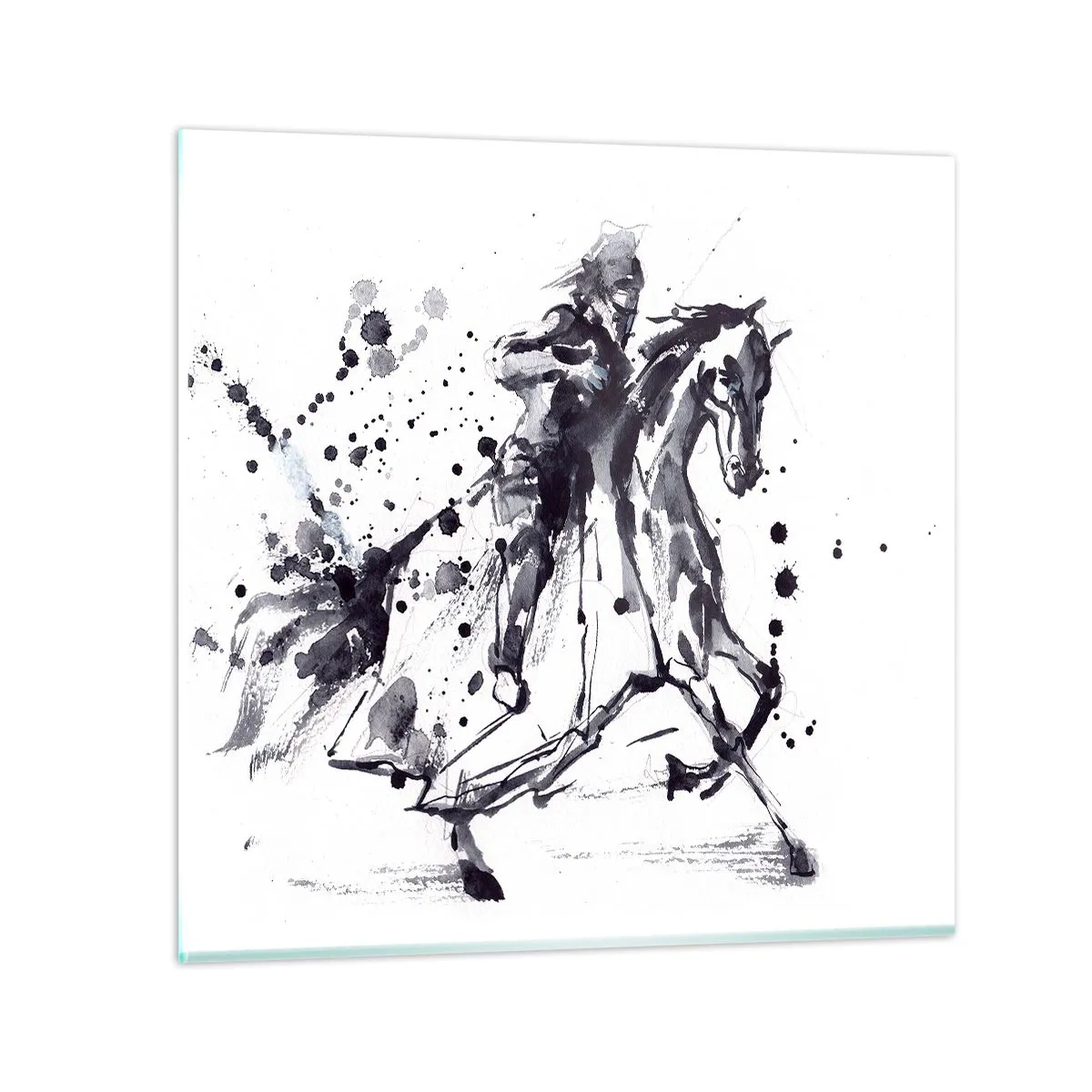Billede på glas - Sort ridder - 70x70 cm