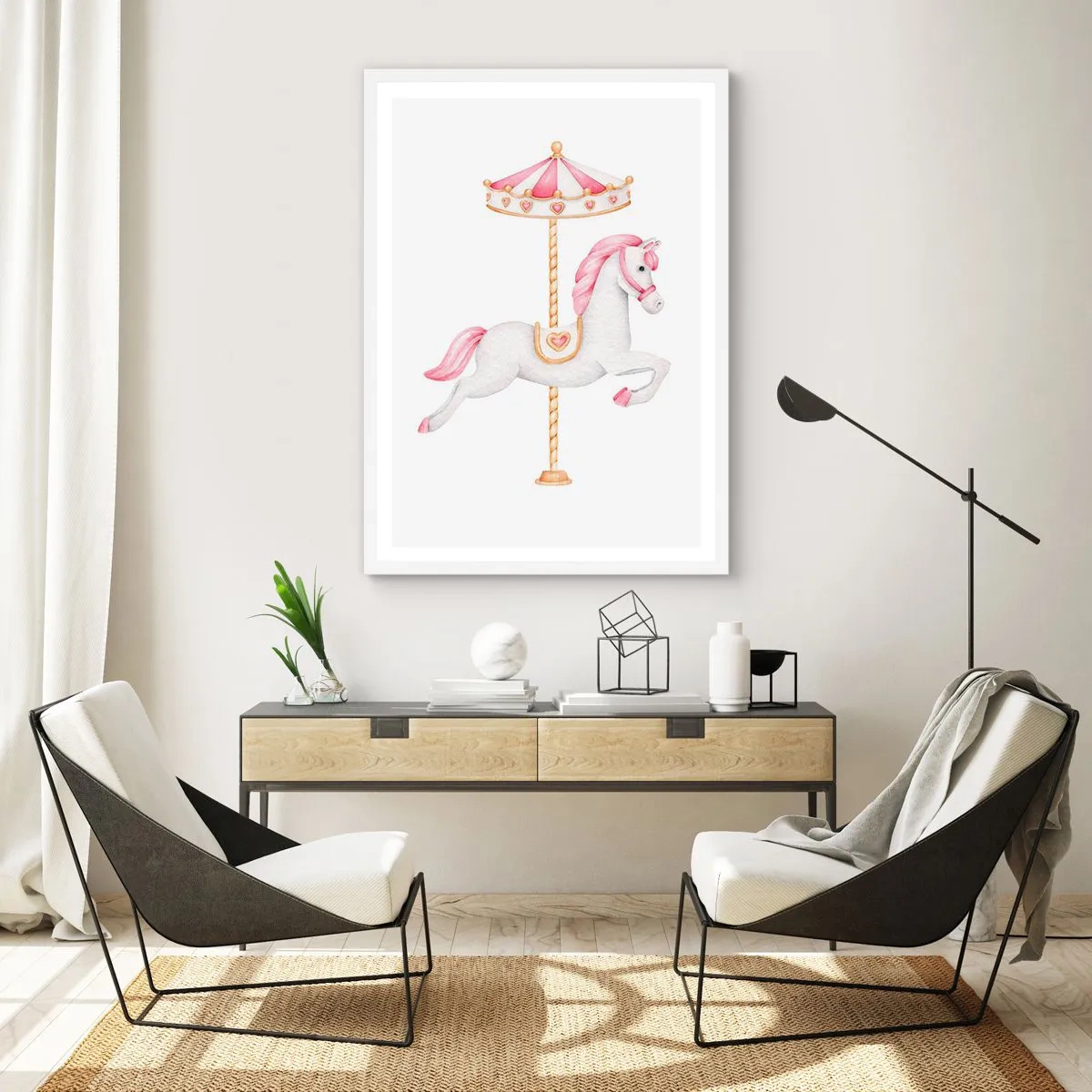 Plakat i hvid ramme - Han satte af sted med en hov - 50x70 cm
