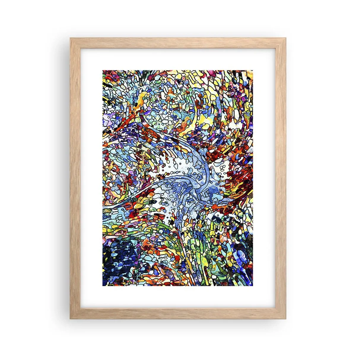 Plakat i ramme af lyst egetræ - Dråbe af farvet glas - 30x40 cm