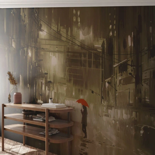 Fototapet Premium Sand - Alene, men ikke ensom - By, Kvinde, Arkitektur - 500x350 cm