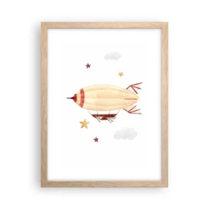 Plakat i ramme af lyst egetræ - Et luftskib - 30x40 cm