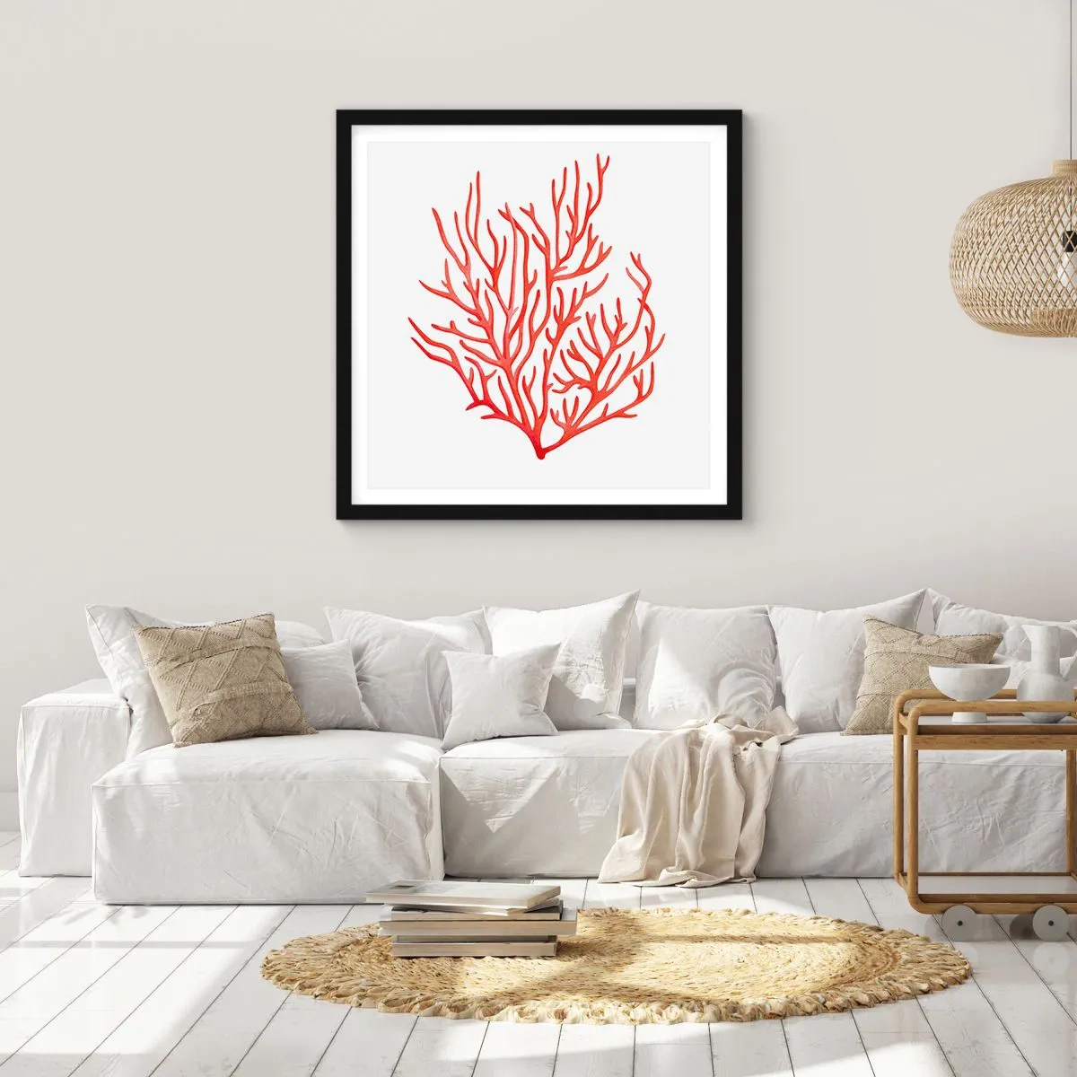 Plakat i sort ramme - Koral-filigran - 30x30 cm