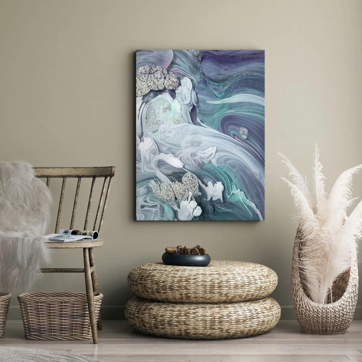Lærredstryk - Billede på lærred - Strømme af blå - 70x100 cm