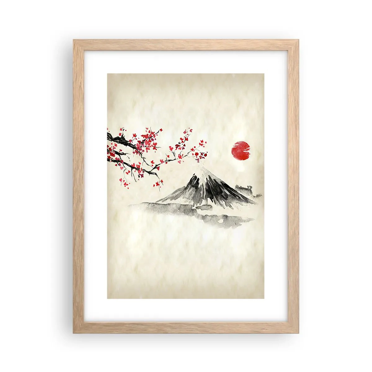 Plakat i ramme af lyst egetræ - Bliv forelsket i Japan - 30x40 cm
