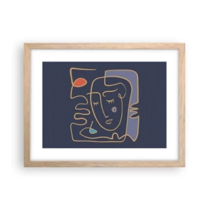 Plakat i ramme af lyst egetræ - I drømmerier - 40x30 cm