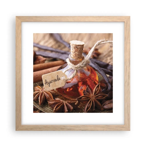 Plakat i ramme af lyst egetræ - På vej mod enhed af krop og ånd - 30x30 cm